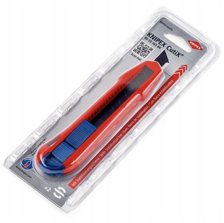Knipex 90 10 165 BK nóż łamane ostrze 18 mm tapeciak z zapasowym