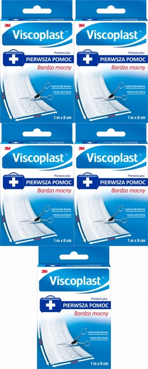VISCOPLAST Plaster opatrunkowy PRESTOVIS PLUS 1M x 8cm do cięcia x 5 SZT