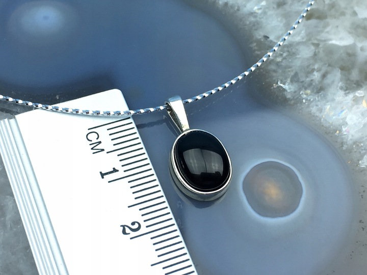 wisiorek owalny srebrny onyks czarny srebro pr.925