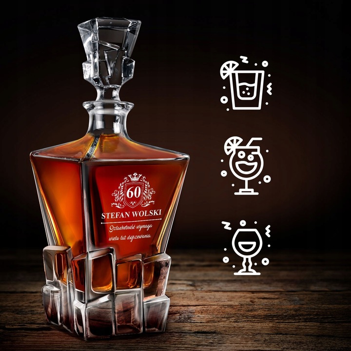 Zestaw Karafka 6 Szklanek do Whisky z Grawerem Prezent dla Faceta Urodziny