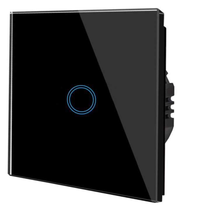WŁĄCZNIK ŚWIATŁA SZKLANY DOTYKOWY POJEDYNCZY CZARNY WIFI TUYA LED SZKŁO