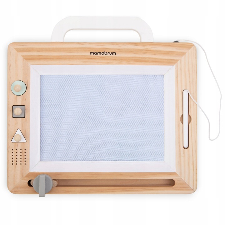 Drewniany Magnetyczny Znikopis z Pieczątkami - Tablica do Rysowania Tablet