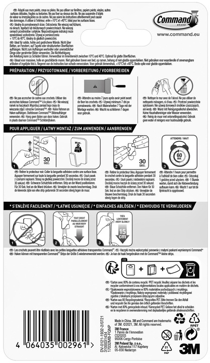 Haczyki Samoprzylepne Czarne COMMAND 4 szt 17032MB