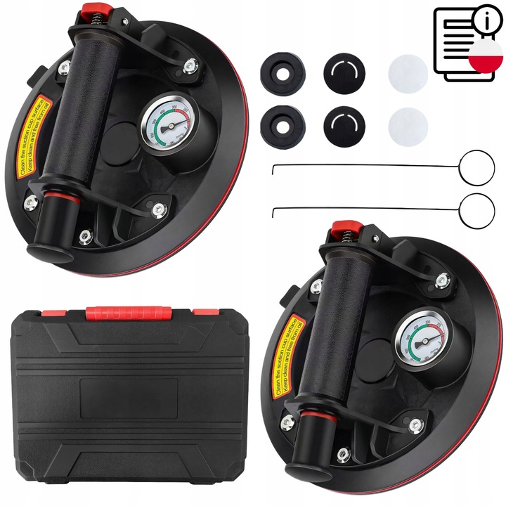 2X PRZYSSAWKA UCHWYT DO PŁYTEK GLAZURY SZYB 220KG Z POMPKĄ I