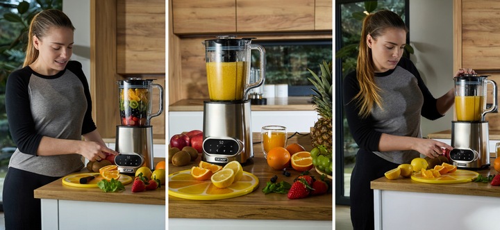 Blender kielichowy Automatyczny Tritan Yoer INOX 2,4L 2200W +Sito do soku