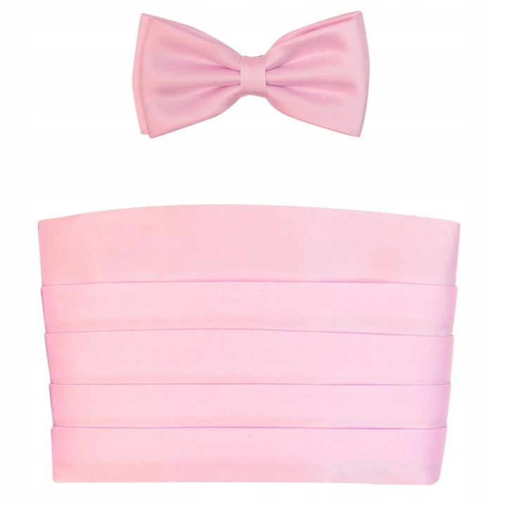 Jasnoróżowy pas smokingowy XXL z muszką męską