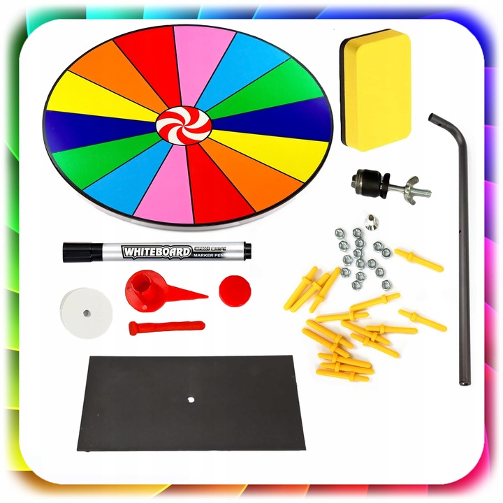 KOŁO FORTUNY SUCHOŚCIERALNE GRA DLA DZIECI LOTERIA IMPREZY 50CM +