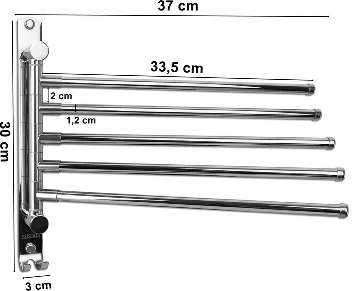 WIESZAK NA RĘCZNIKI OBROTOWY DO ŁAZIENKI UCHWYT ŚCIENNY HAK ŁAZIENKOWY