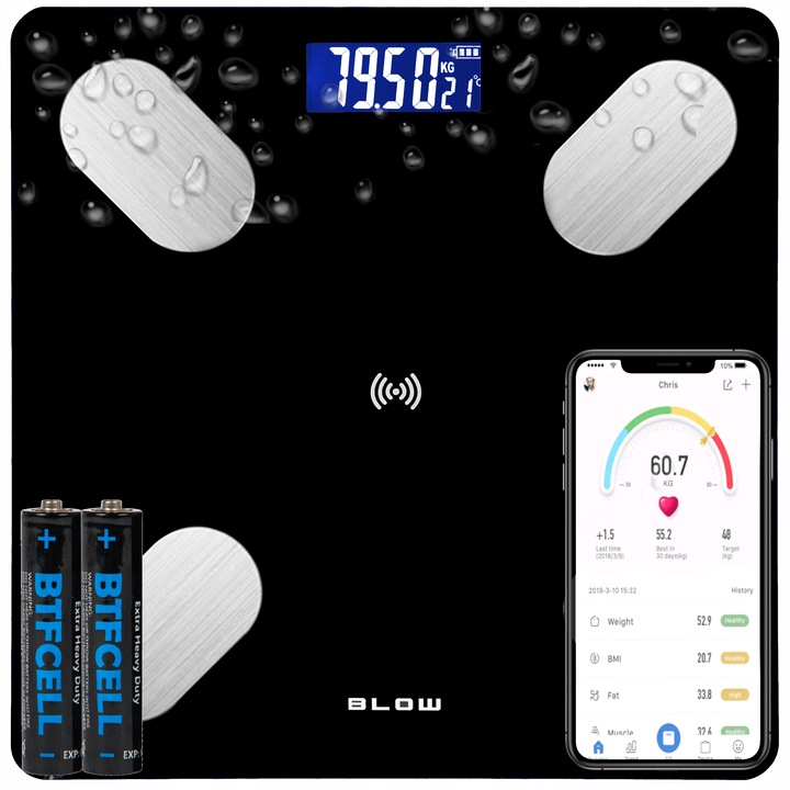 WAGA ŁAZIENKOWA 25w1 ANALITYCZNA SMART 180KG ELEKTRONICZNA IOS