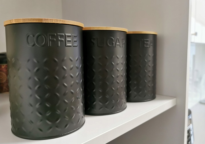 ZESTAW 5w1 CHLEBAK POJEMNIK NA KAWA CUKIER HERBATA DESKA KROJENIA CHZ03