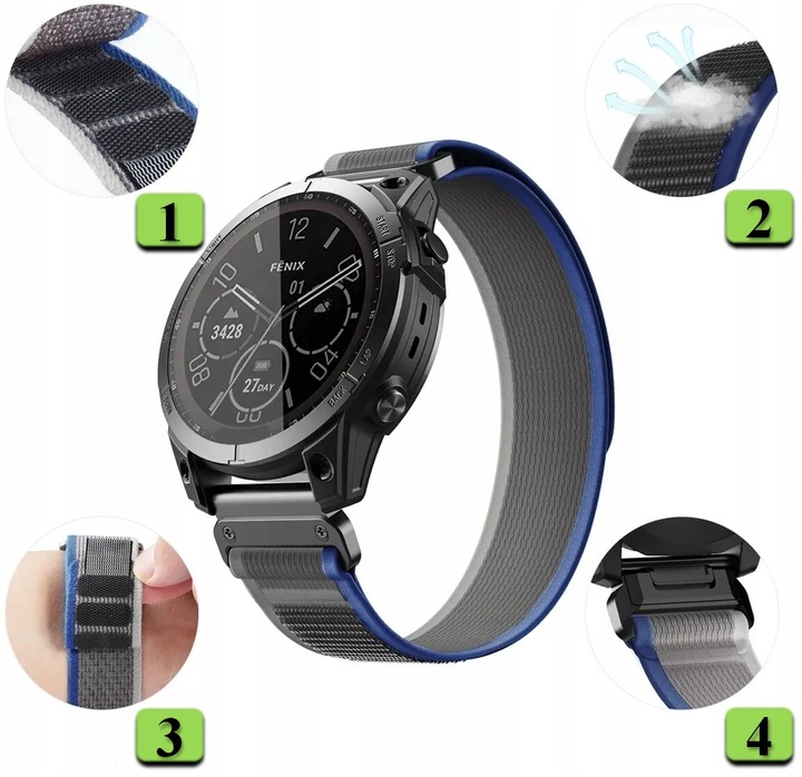 PASEK BRANSOLETA QUICKFIT DO GARMIN FENIX 3 3HR 5X 6X 7X 8 51mm PRO SOLAR