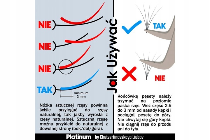 Rzęsy do przedłużania ciemnobrązowe 0,10 Skręt J 8-15mm PLATINUM