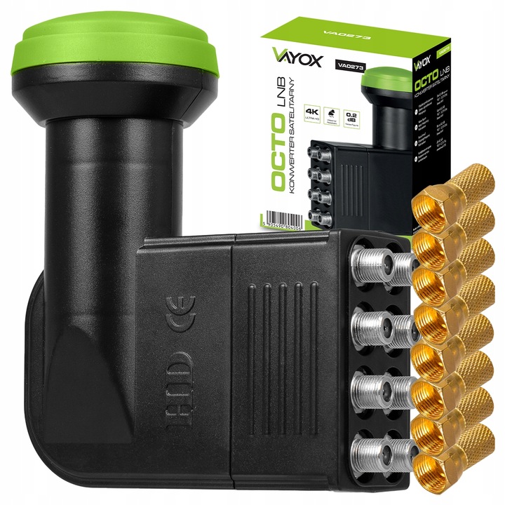 KONWERTER SATELITARNY OCTO NA 8 WYJŚĆ TV 4K CYFROWY POLSAT NC+ WTYKI