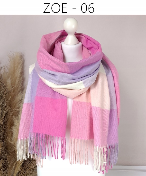 Stylowy CIEPŁY SZAL damski długi DUŻY szalik W MODNĄ KRATĘ JESIENNY,