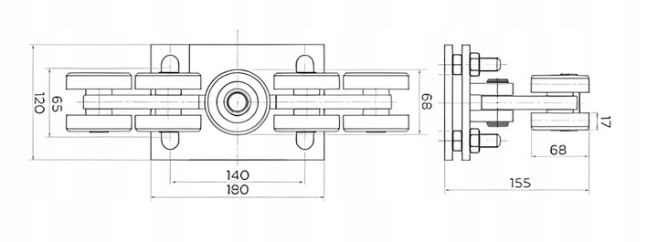 Wózek Wózki Rolki Do Bramy Przesuwnej Zestaw 80x80 8 Rolek Zestaw