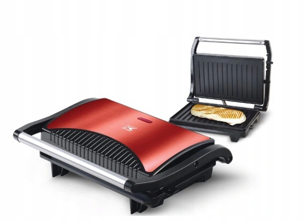 OPIEKACZ 700W TOSTER GRILL ELEKTRYCZNY Czerwony do KANAPEK PANINI