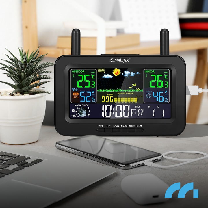 Stacja Pogodowa Bezprzewodowa Termometr Barometr Czujnik Zewnętrzny
