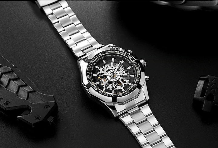 ZEGAREK MECHANICZNY MĘSKI AUTOMATYCZNY STALOWY LUKSUSOWY WINNER +