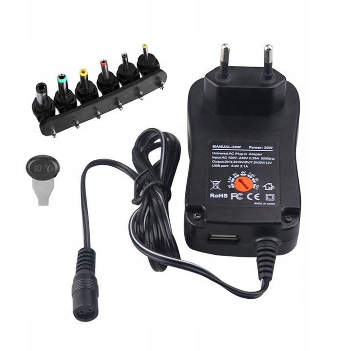 ZASILACZ UNIWERSALNY REGULOWANE NAPIĘCIE WYJŚCIOWE WYMIENNE KOŃCÓWKI