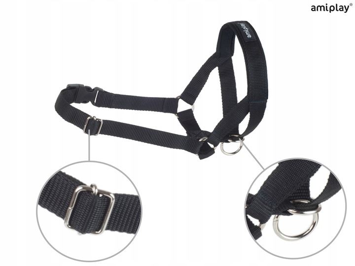 amiplay Obroża Uzdowa Halter Basic M Czarna