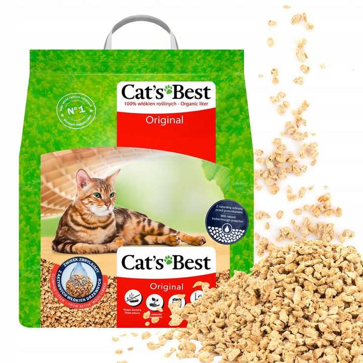 ŻWIREK DREWNIANY DLA KOTA CATS BEST ORIGINAL 10L ZBRYLAJĄCY NATURALNY EKO