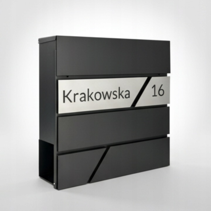 DUŻA SKRZYNKA NA LISTY Z ADRESEM NUMEREM DOMU ANTRACYT POCZTOWA GRAWEROWANA
