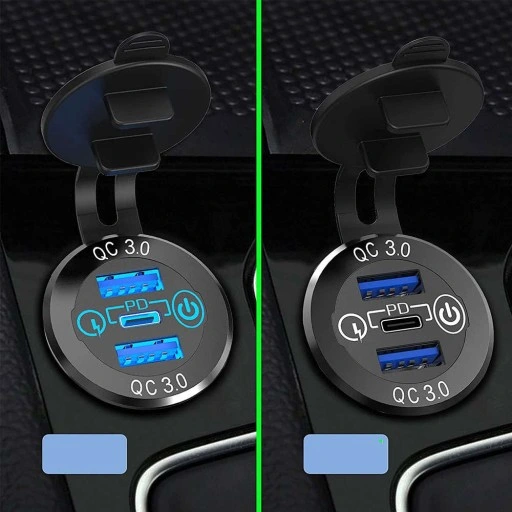 ŁADOWARKA ZAPALNICZKI 2x USB QC 3.0 + USB-C PD 60W