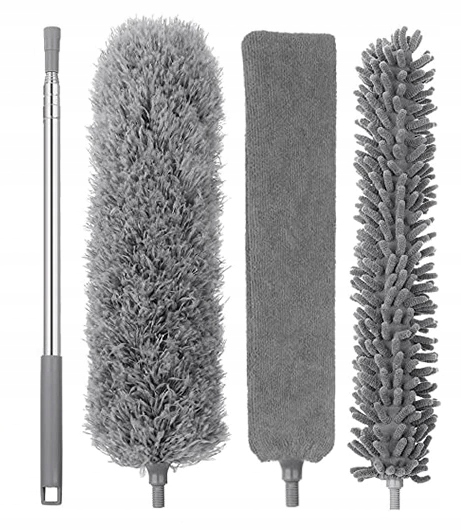 Szczotka do Kurzu Pajęczyn Zmiotka Teleskopowa Miotełka 280 cm Końcówki 4w1