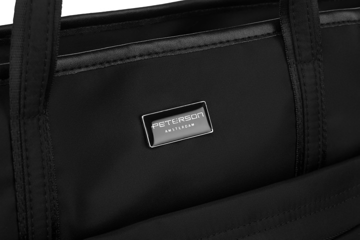 Torebka damska shopper bag czarna torba pojemna duża A4 miejska PETERSON
