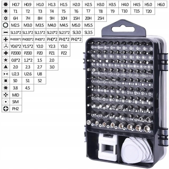 ZESTAW MAŁYCH ŚRUBOKRĘTÓW BITÓW MINI DO LAPTOPA DO KOMPUTERA 115W1