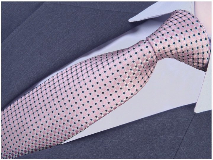 MIKROFIBRA Krawat Męski Różowy w Groszki GREG g146