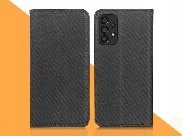 ETUI Z KLAPKĄ DO SAMSUNG GALAXY A53 5G CZARNE ZAMYKANE MAGNETYCZNE + SZKŁO
