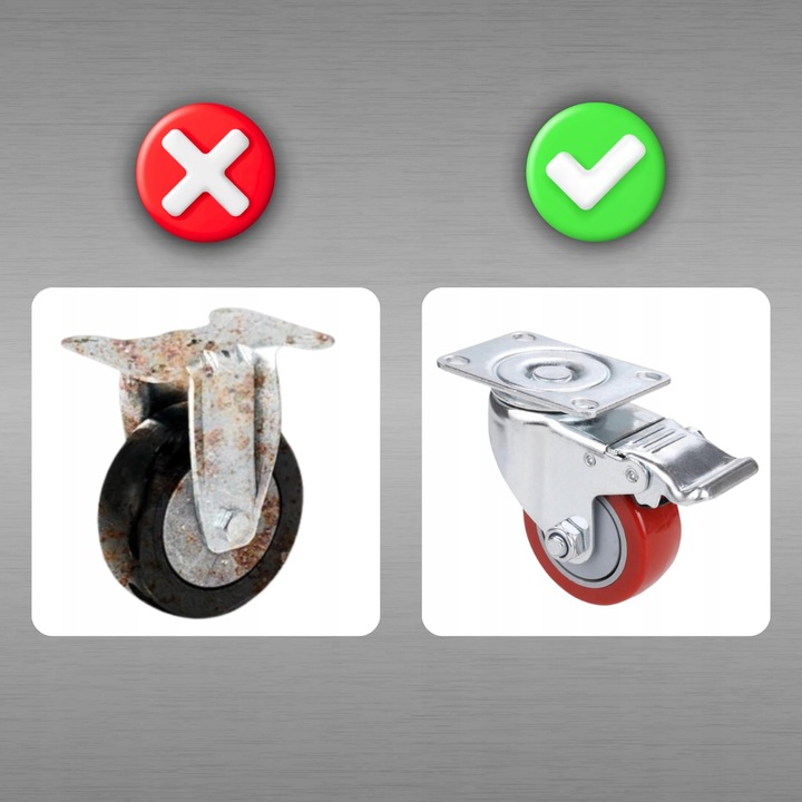 KÓŁKA OBROTOWE 75mm 200kg Z HAMULCEM GUMOWE ZESTAW JEZDNY WÓZKA 4 SZT