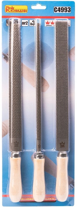 PILNIKI TARNIKI DO DREWNA 3 SZTUKI 200mm nr.2 PŁASKI OKRĄGŁY PÓŁOKRĄGŁY Kpl