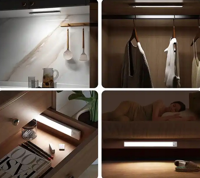 Lampa Podszafkowa Kuchenna LED Listwa Do Szafy Czujnik Baterie Magnes 60cm