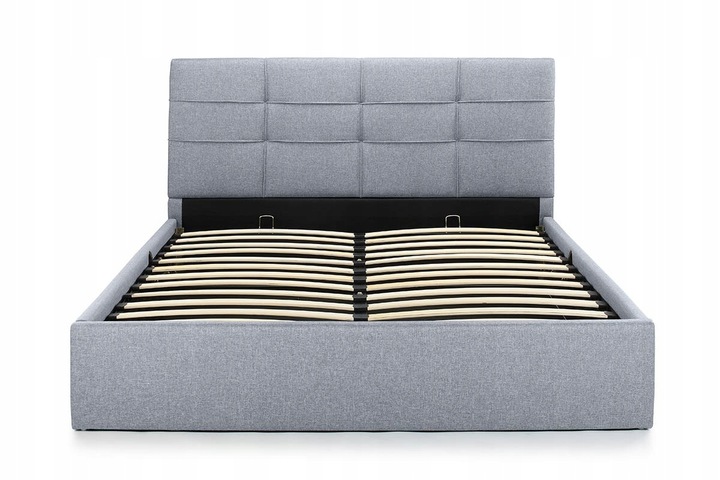 SZARE ŁÓŻKO TAPICEROWANE Z POJEMNIKIEM 160x200