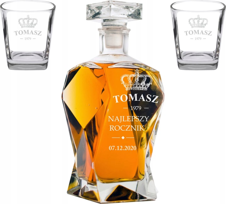 Zestaw do Whisky Karafka dwie szklanki z GRAWEREM