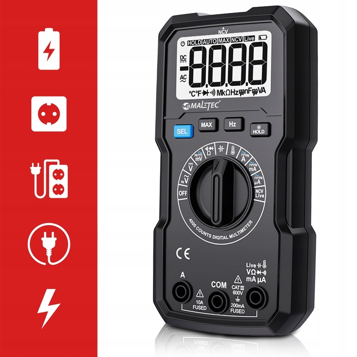 Multimetr Cyfrowy Miernik Prądu Elektryczny Tester LCD Zestaw Przewody