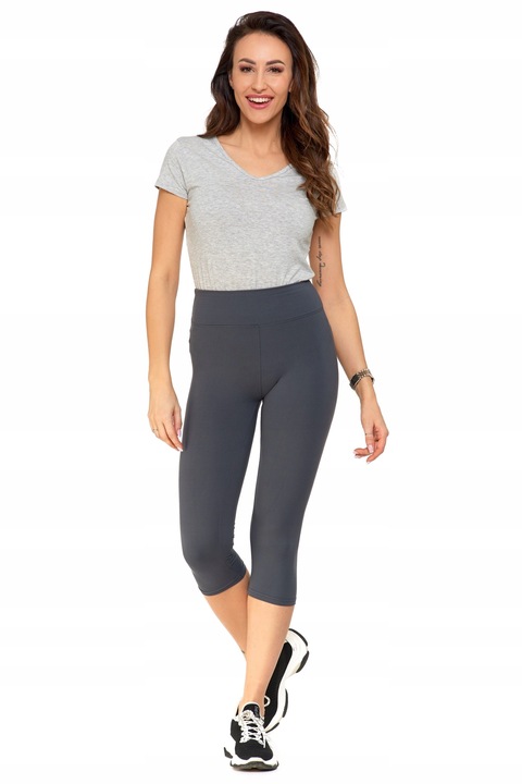 LEGGINSY DAMSKIE RYBACZKI 3/4 Z WYSOKIM STANEM ELASTYCZNE SZARE MORAJ L/XL