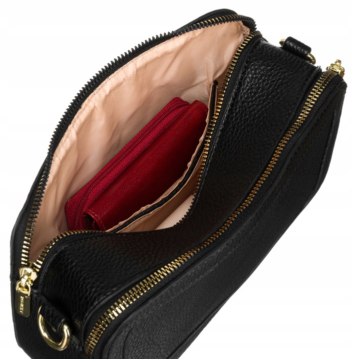 Torebka damska listonoszka na ramię czarna ROVICKY mała torba na pasku