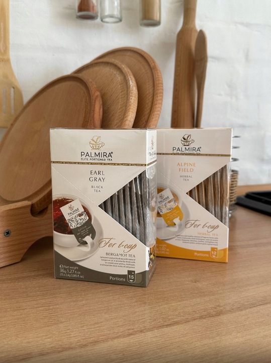 Herbata czarna liściasta Earl gray olej bergamotki Deluxe Palmira 15 saszet