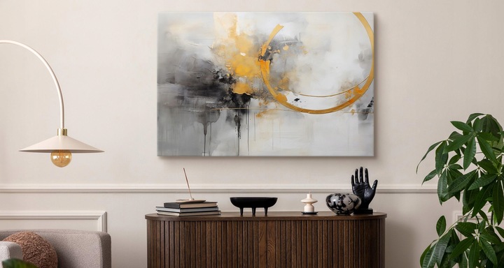OBRAZ NA PŁÓTNIE NA ŚCIANĘ DO SALONU SYPIALNI MALOWANA ABSTRAKCJA