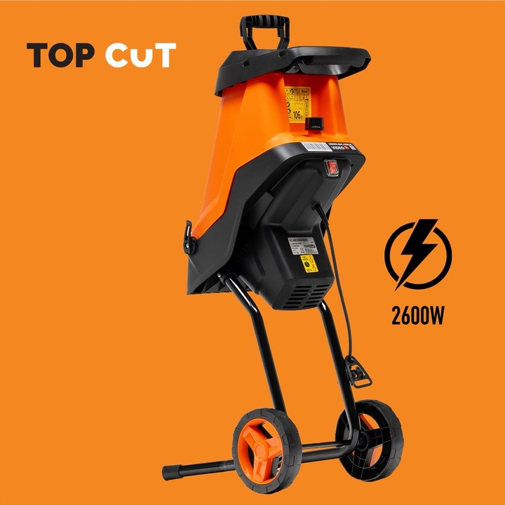 ROZDRABNIACZ DO GAŁĘZI NOŻOWY ELEKTRYCZNY 2600W RĘBAK DO DREWNA WOREK