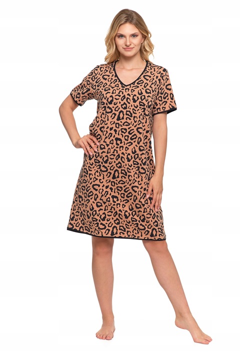 Koszula Damska Nocna Piżama PANTERKA Modna Bawełniana Krótki Rękaw MORAJ L