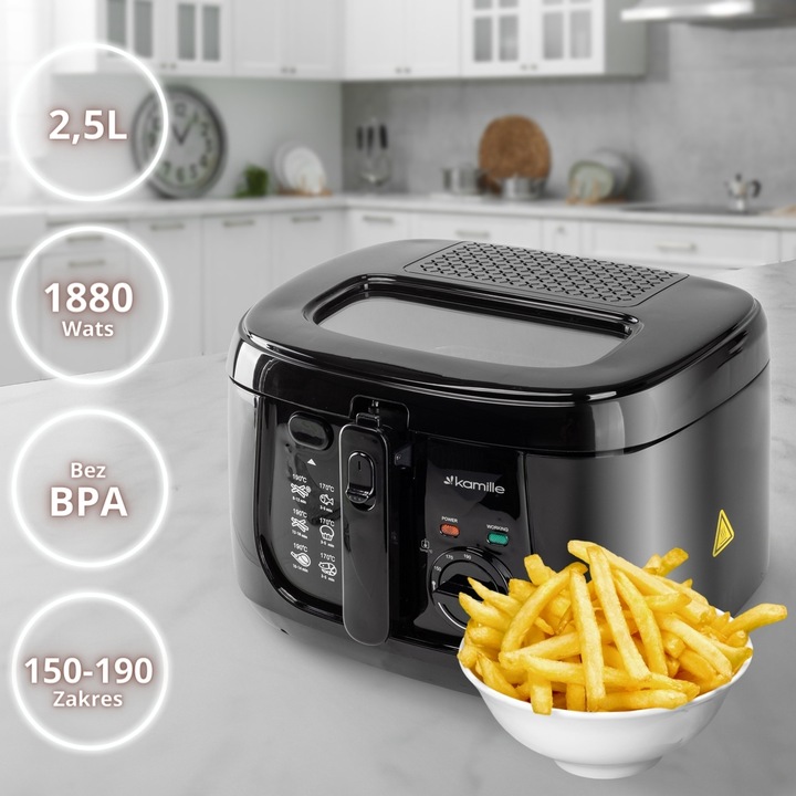 FRYTKOWNICA FRYTOWNICA 2,5L MOCNA ŁATWE SZYBKIE SMAŻENIE FRYTEK
