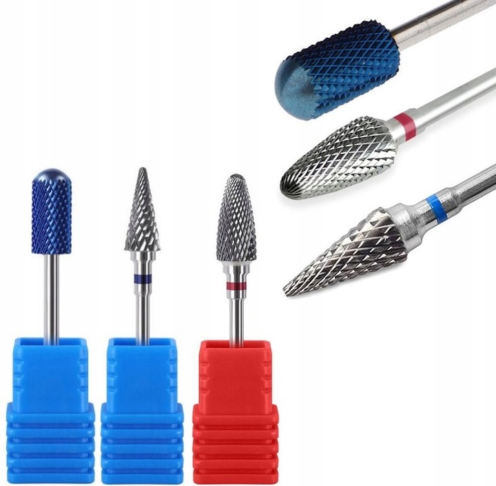 3x FREZ KARBIDOWY DO ŚCIĄGANIA ŻELU HYBRYD ZESTAW STOŻEK CHOINKA WALEC