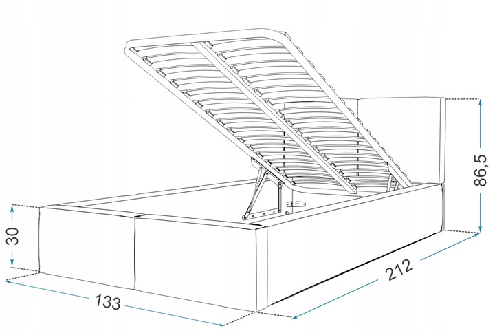 Łóżko 120x200 tapicerowane stelaż metalowy FRESIA