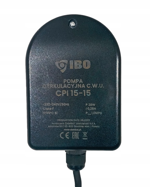 POMPA CYRKULACYJNA OBIEGOWA CWU DO WODY Z KABLEM ENERGOOSZCZĘDNA CPI 15-15