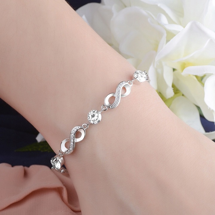 BRANSOLETKA DAMSKA SREBRNA NIESKOŃCZONOŚĆ BRANSOLETKA SREBRO PRÓBA 925