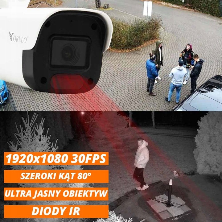 Zestaw Monitoringu 4 Kamery IP POE Zewnętrzne ORLLO ECO BULLET 4xLAN GRATIS